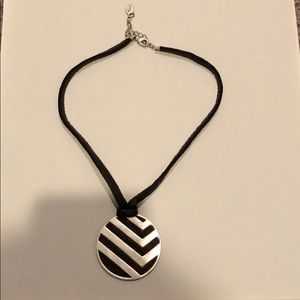 Fossil Leather and Metal Necklace